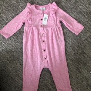 Pink button up sweater one piece